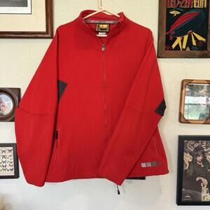 Vintage 90s RARE Burton Red Snowboarding Full Zip Fleece Sweater Size Men’s XL